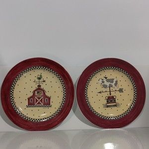 DEBBIE MUMM Sakura Weathervane Stoneware 8 1/4" Plates Set of 2 Wall Decor 2000